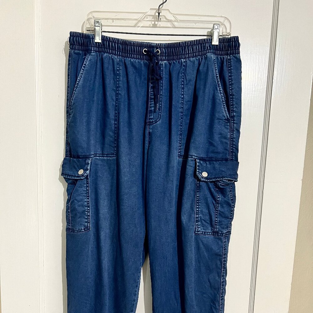 Time and Tru Dark Wash Denim Cargo Jogger Size L 12-14